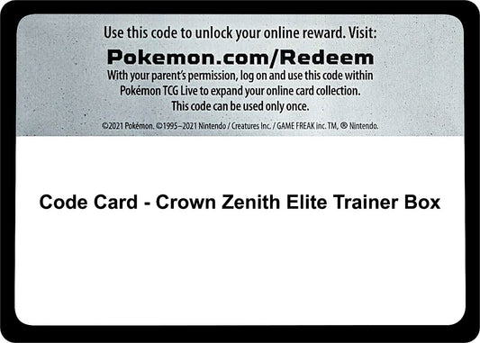 Code Card - Crown Zenith Elite Trainer Box (Crown Zenith)