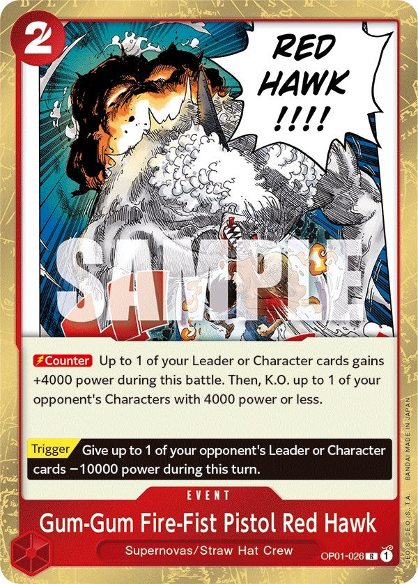 Image for Gum-Gum Fire-Fist Pistol Red Hawk (OP01-026) (Romance Dawn) - One Piece Card Game