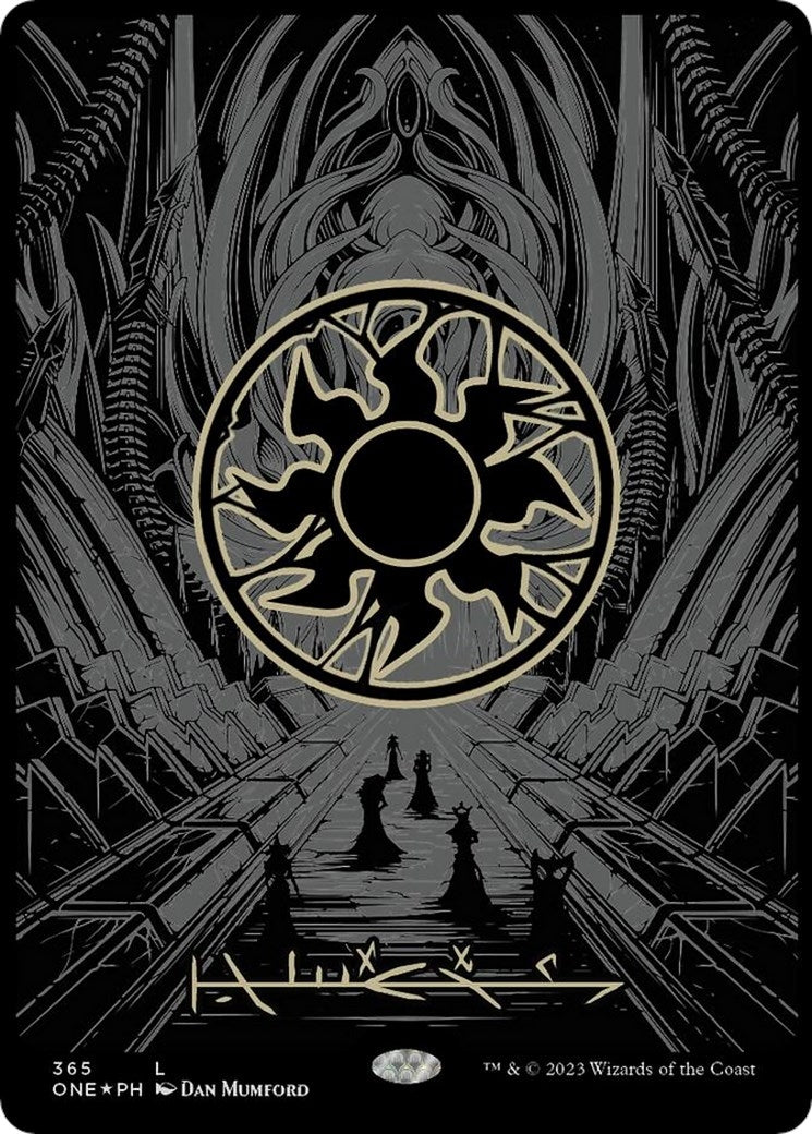 Plains (Phyrexian) - Full Art (Oil Slick Raised Foil) (365) (Phyrexia: All Will Be One)