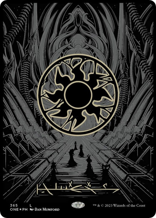 Plains (Phyrexian) - Full Art (Oil Slick Raised Foil) (365) (Phyrexia: All Will Be One)