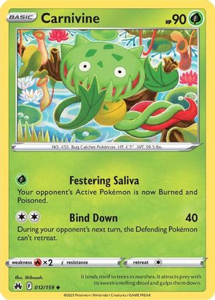 Carnivine 012/159  - Reverse Holofoil Crown Zenith - Uncommon