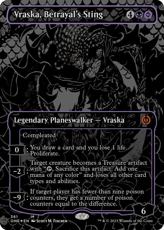 Vraska, Betrayal's Sting (Oil Slick Raised Foil) (361) (Phyrexia: All Will Be One)