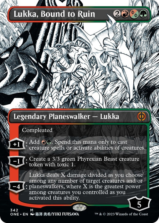 Image for Lukka, Bound to Ruin (Borderless) (342) (Phyrexia: All Will Be One) - Magic: The Gathering