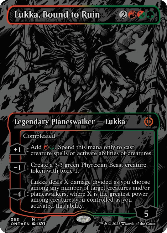 Image for Lukka, Bound to Ruin (Oil Slick Raised Foil) (363) (Phyrexia: All Will Be One) - Magic: The Gathering