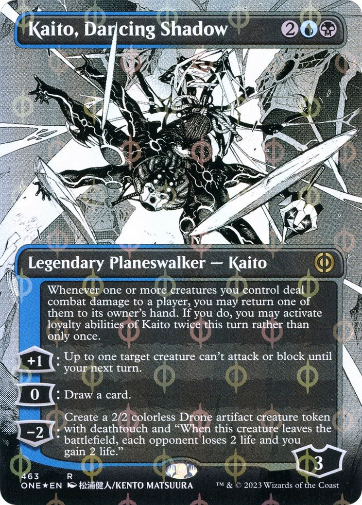 Image for Kaito, Dancing Shadow (Borderless) (Step-and-Compleat Foil) (463) (Phyrexia: All Will Be One) - Magic: The Gathering