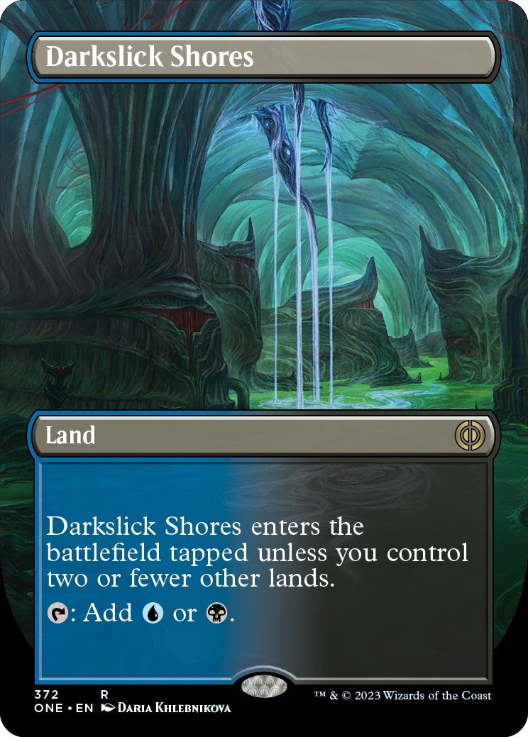 Image for Darkslick Shores (Borderless) (372) (Phyrexia: All Will Be One) - Magic: The Gathering