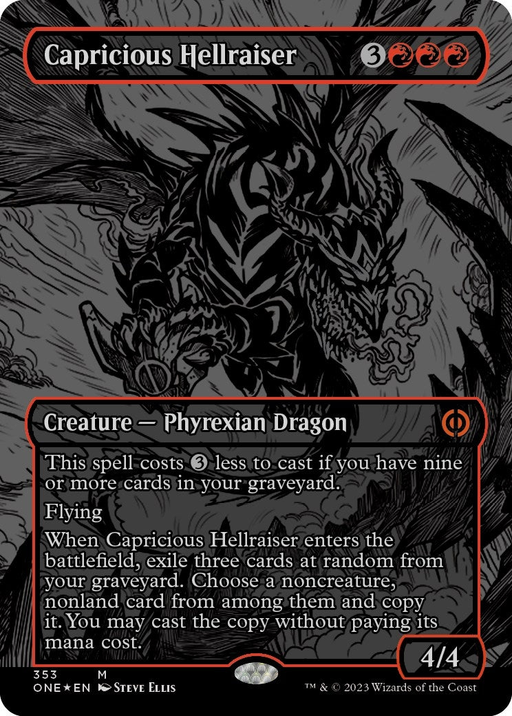 Image for Capricious Hellraiser (Oil Slick Raised Foil) (353) (Phyrexia: All Will Be One) - Magic: The Gathering