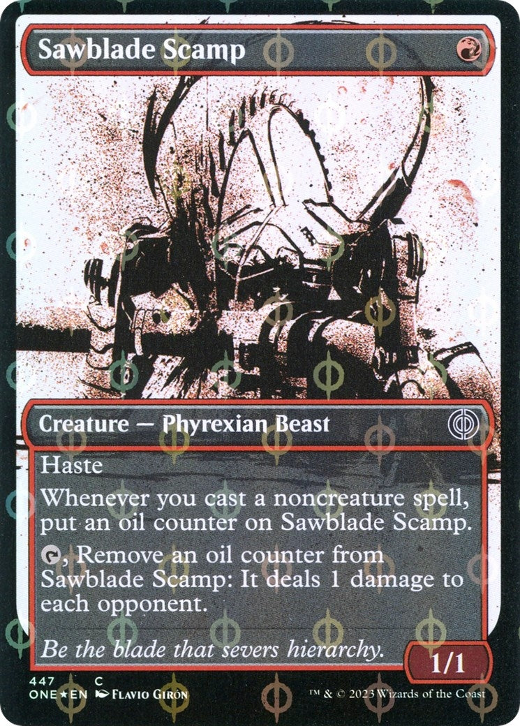 Image for Sawblade Scamp (Showcase) (Step-and-Compleat Foil) (447) (Phyrexia: All Will Be One) - Magic: The Gathering