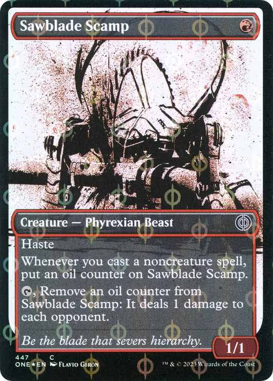 Image for Sawblade Scamp (Showcase) (Step-and-Compleat Foil) (447) (Phyrexia: All Will Be One) - Magic: The Gathering