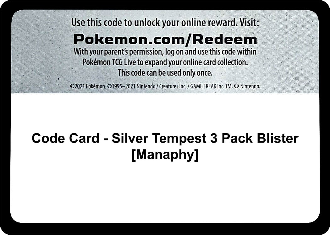 Image for Code Card - Silver Tempest 3 Pack Blister [Manaphy] (SWSH12: Silver Tempest) - Pokemon