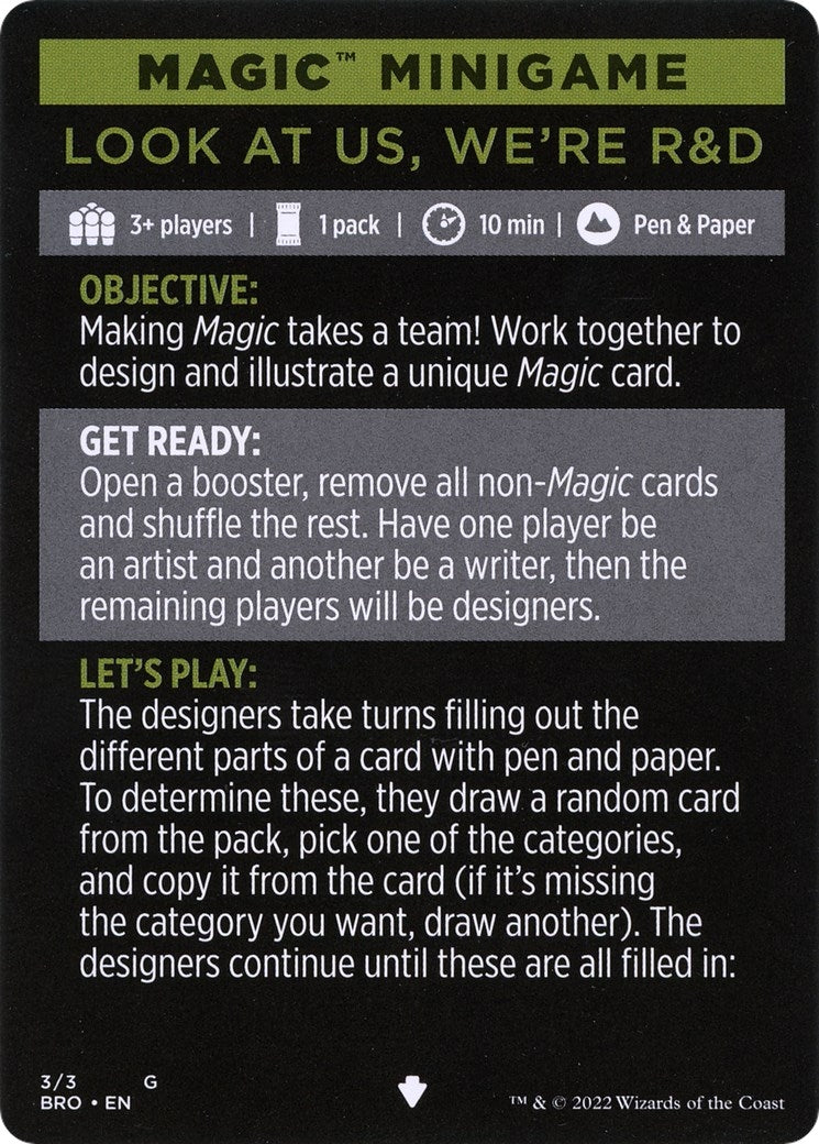 Image for Magic Minigame: Look at Us, We're R&D (3) (The Brothers' War) - Magic: The Gathering