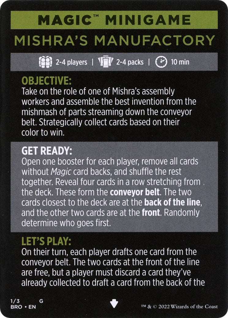 Image for Magic Minigame: Mishra's Manufactory (1) (The Brothers' War) - Magic: The Gathering