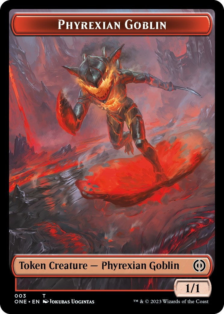 Phyrexian Goblin // The Hollow Sentinel Double-Sided Token (3 // 9) (Phyrexia: All Will Be One)