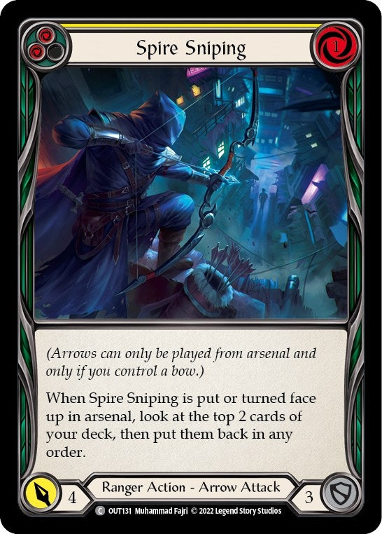 Image for Spire Sniping (Yellow) (OUT131) (Outsiders) - Flesh and Blood TCG