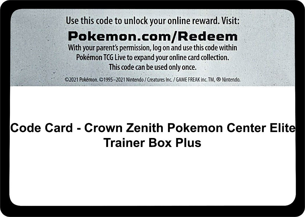 Code Card - Crown Zenith Pokemon Center Elite Trainer Box Plus (Crown Zenith)
