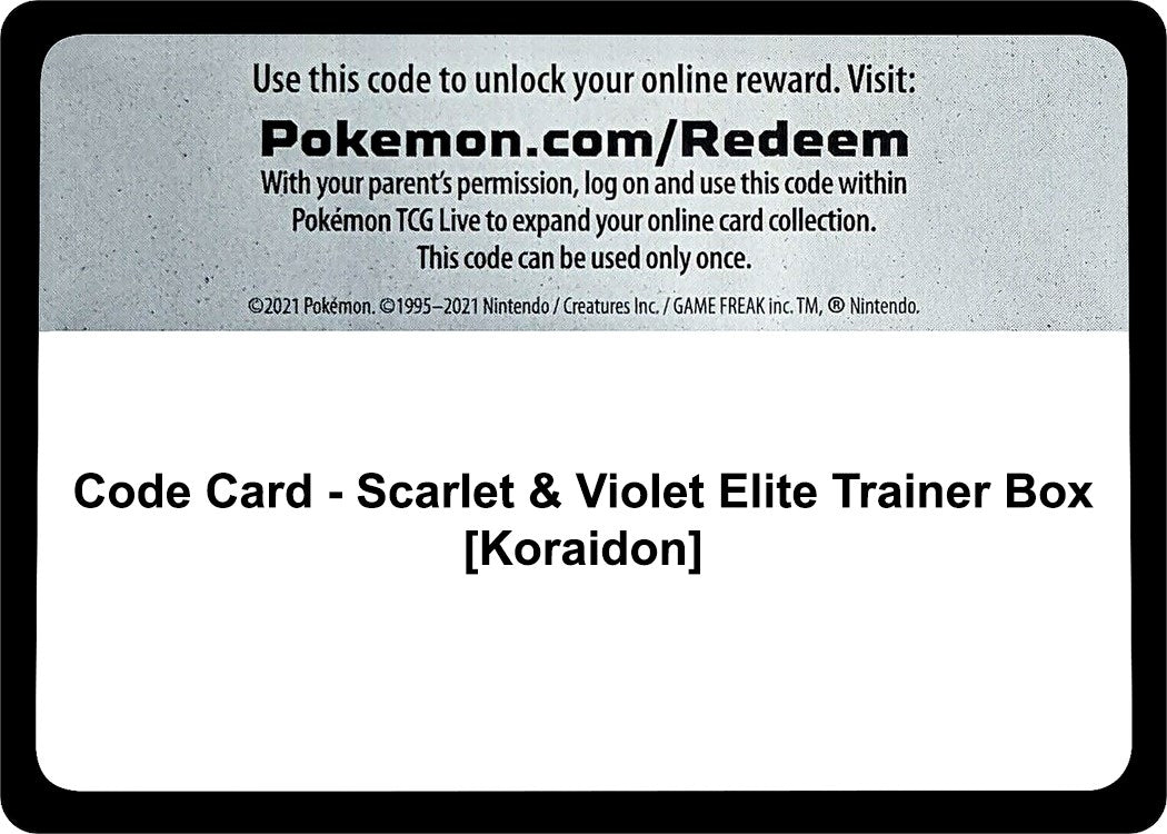 Image for Code Card - Scarlet & Violet Elite Trainer Box [Koraidon] (SV01: Scarlet & Violet Base Set) - Pokemon