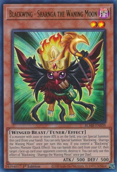 Image for Blackwing - Sharnga the Waning Moon (BLMR-EN039) (Battles of Legend: Monstrous Revenge) - YuGiOh