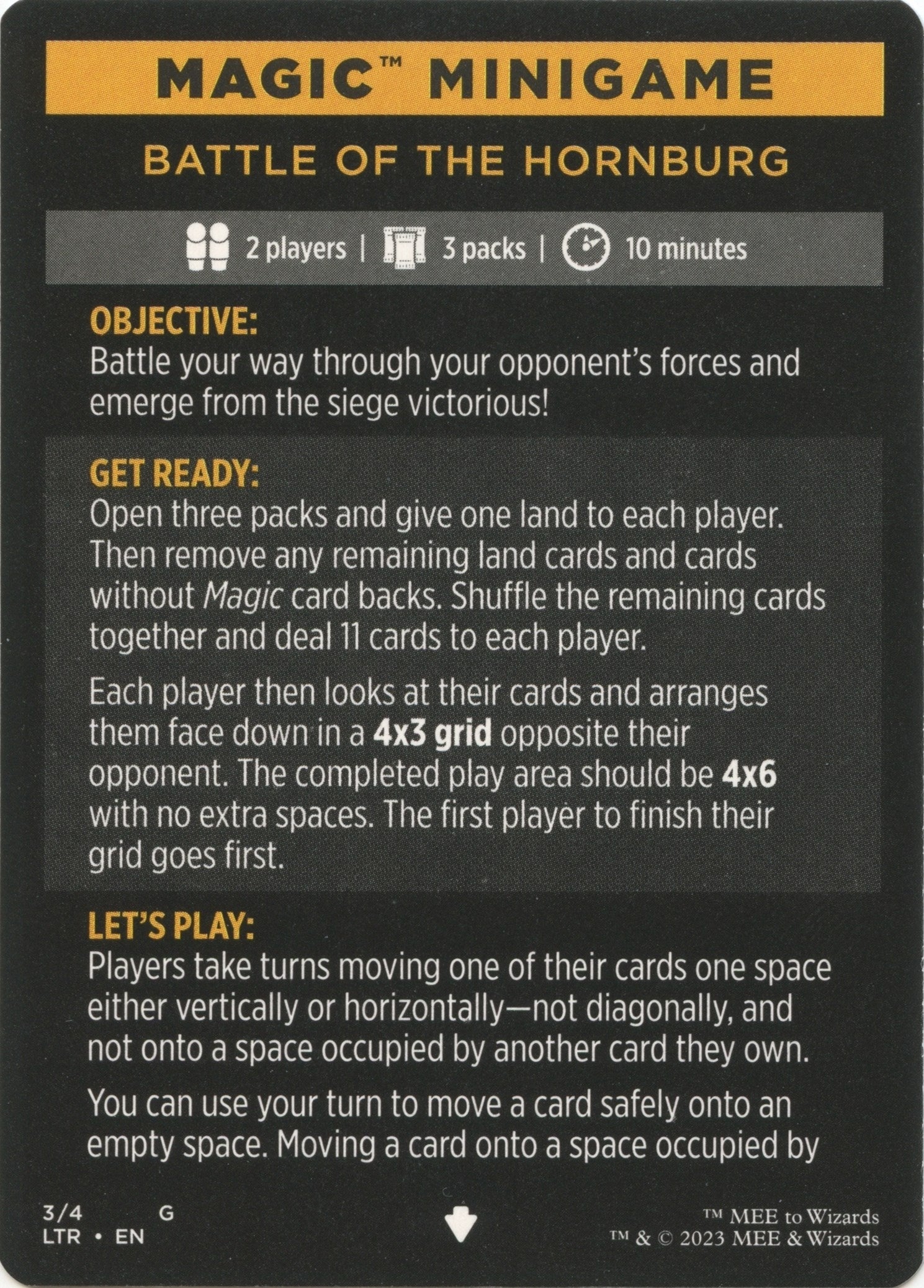 Image for Magic Minigame: Battle of the Hornburg (3) (LTR) - Magic: The Gathering