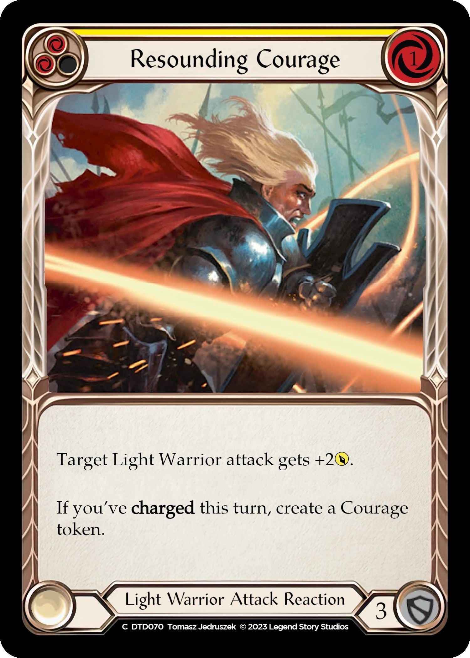 Image for Resounding Courage (Yellow) (DTD070) (Dusk till Dawn) - Flesh and Blood TCG