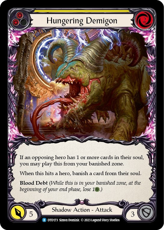 Image for Hungering Demigon (Yellow) (DTD173) (Dusk till Dawn) - Flesh and Blood TCG