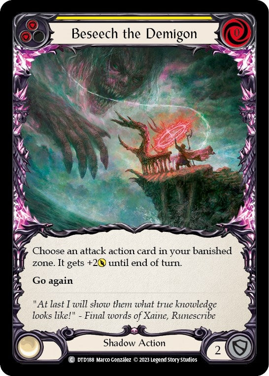 Image for Beseech the Demigon (Yellow) (DTD188) (Dusk till Dawn) - Flesh and Blood TCG