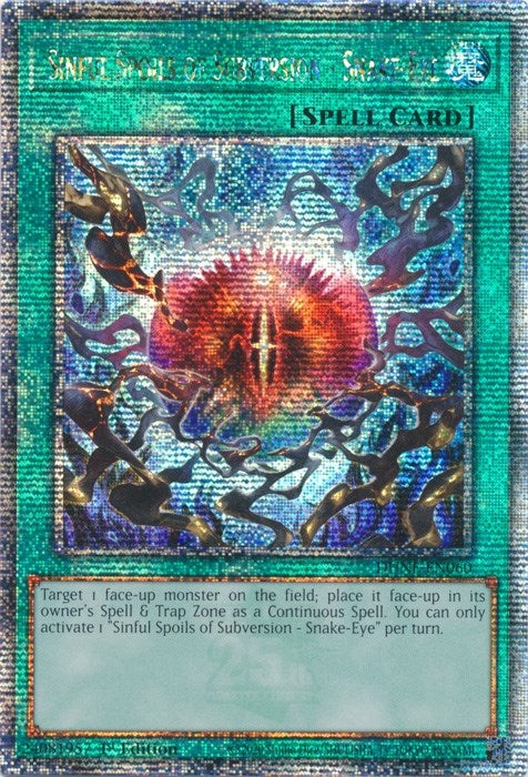 Image for Sinful Spoils of Subversion - Snake-Eye (Quarter Century Secret Rare) (DUNE-EN060) (Duelist Nexus) - YuGiOh