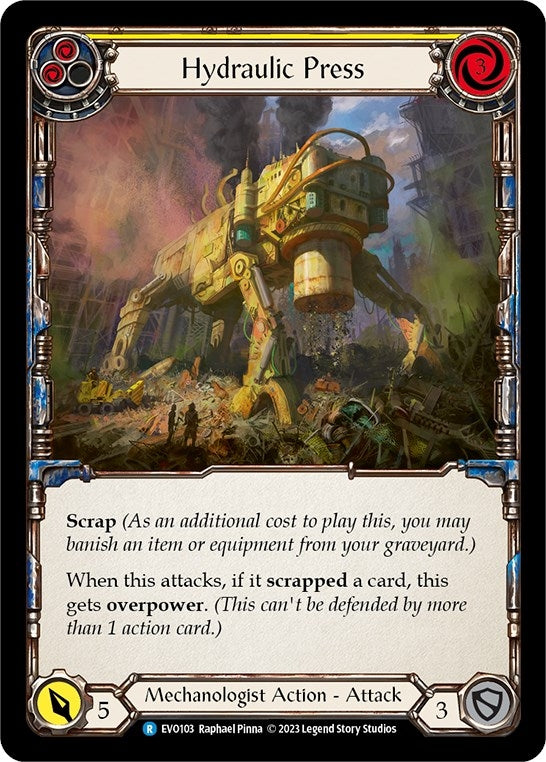 Image for Hydraulic Press (Yellow) (EVO103) (Bright Lights) - Flesh and Blood TCG
