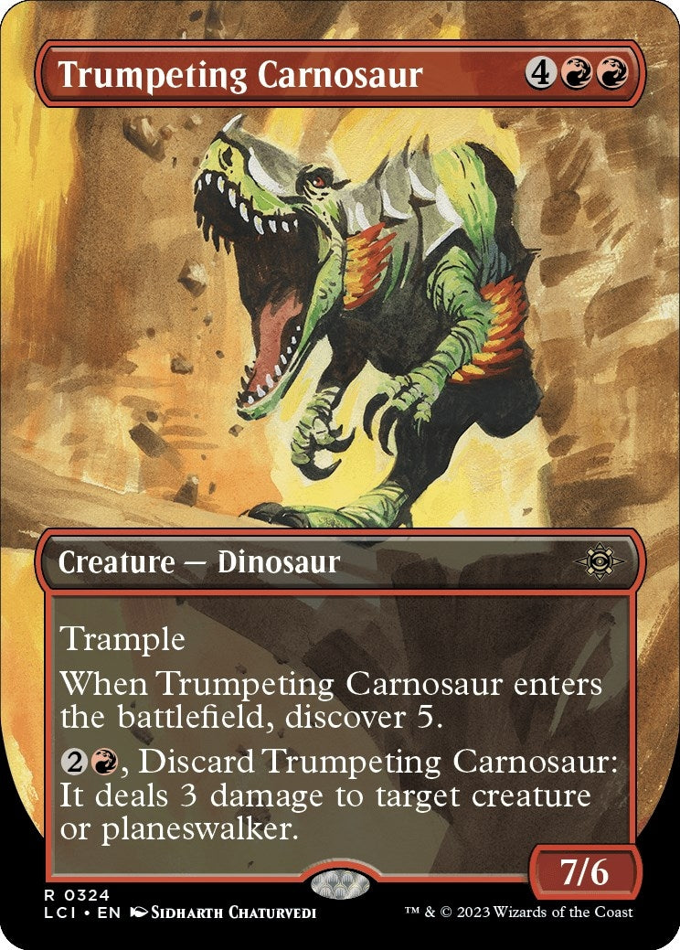 Image for Trumpeting Carnosaur (Borderless) (324) (The Lost Caverns of Ixalan) - Magic: The Gathering