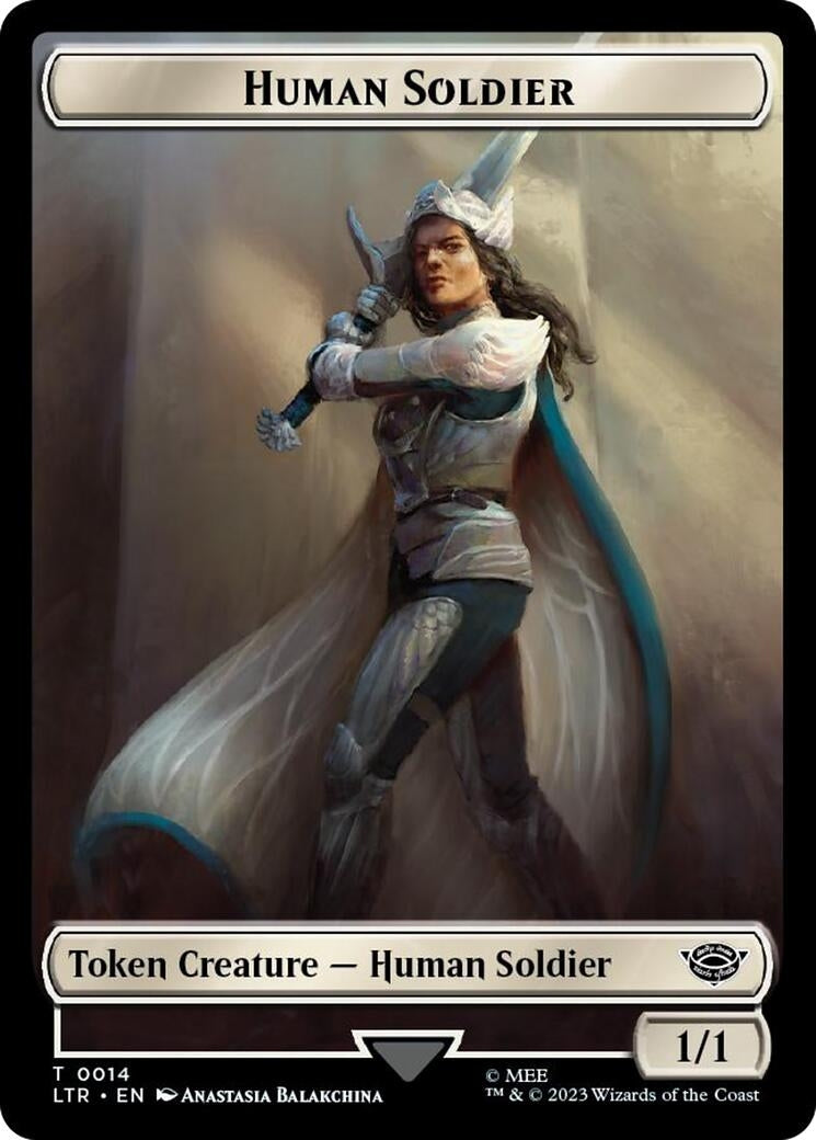 Image for Human Soldier (0014) // Food (0023) Double-Sided Token (Surge Foil) (14 // 23) (LTR) - Magic: The Gathering