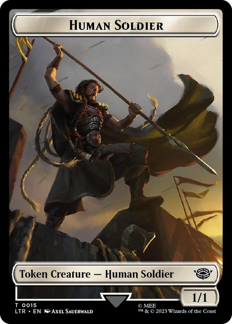 Image for Human Soldier (0015) // Food (0023) Double-Sided Token (Surge Foil) (15 // 23) (LTR) - Magic: The Gathering