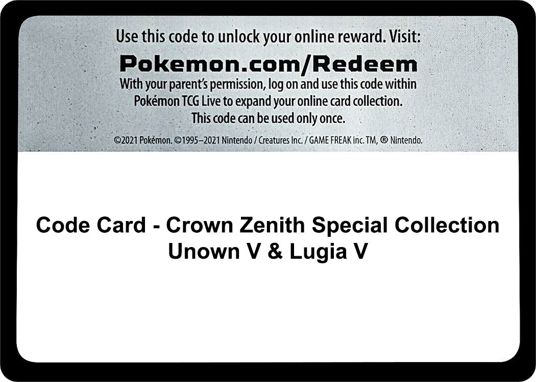 Code Card - Crown Zenith Special Collection [Unown V & Lugia V] (Crown Zenith)