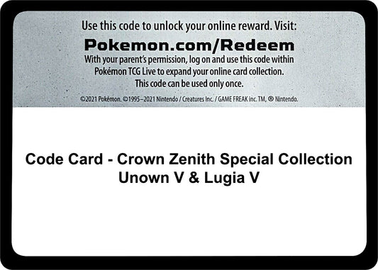 Code Card - Crown Zenith Special Collection [Unown V & Lugia V] (Crown Zenith)