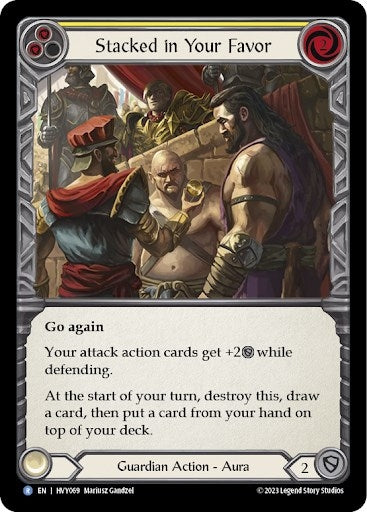 Image for Stacked in Your Favor (Yellow) (HVY069) (Heavy Hitters) - Flesh and Blood TCG