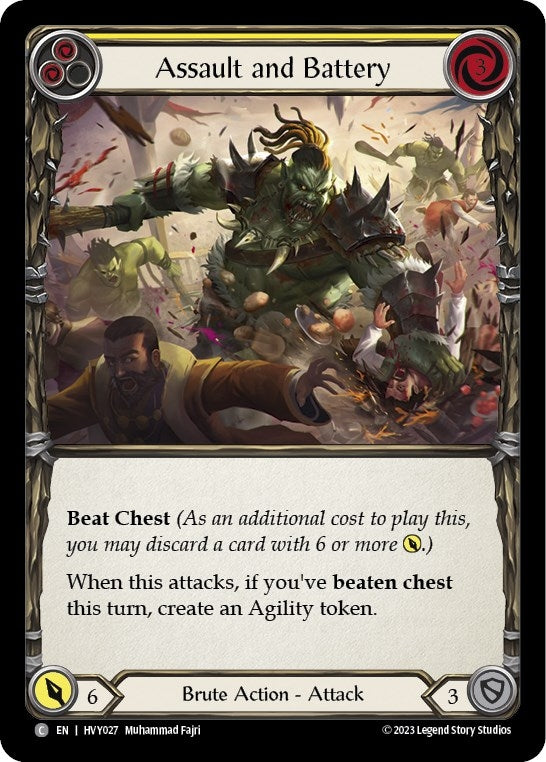 Image for Assault and Battery (Yellow) (HVY027) (Heavy Hitters) - Flesh and Blood TCG