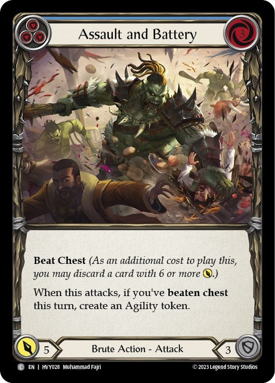 Image for Assault and Battery (Blue) (HVY028) (Heavy Hitters) - Flesh and Blood TCG