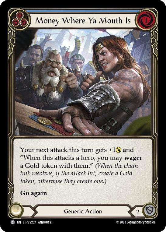 Image for Money Where Ya Mouth Is (Blue) (HVY237) (Heavy Hitters) - Flesh and Blood TCG