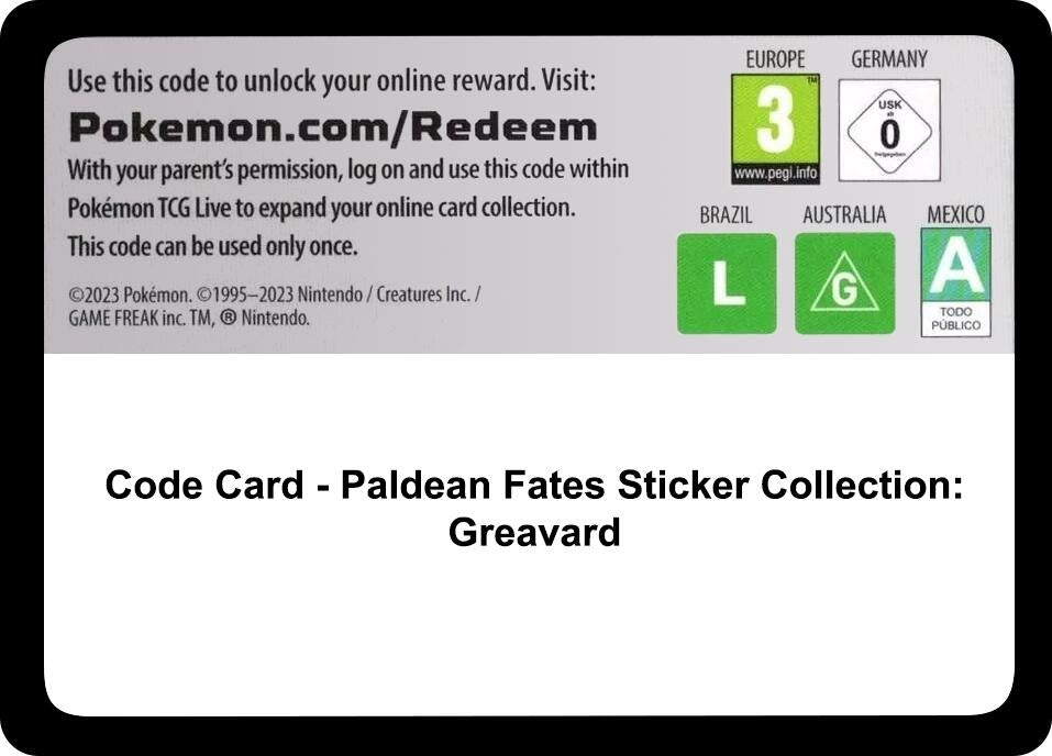 Image for Code Card - Paldean Fates Sticker Collection: Greavard (SV: Paldean Fates) - Pokemon