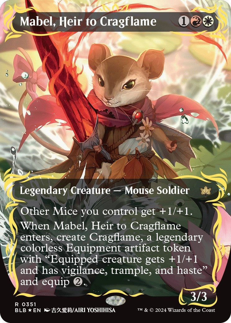 Image for Mabel, Heir to Cragflame (Borderless) (Raised Foil) (351) (Bloomburrow) - Magic: The Gathering