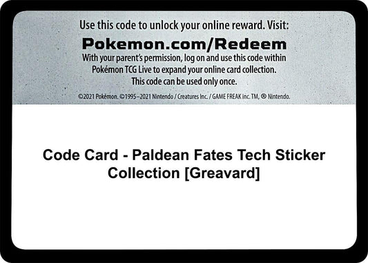Code Card - Paldean Fates Tech Sticker Collection [Greavard] (SV: Paldean Fates)