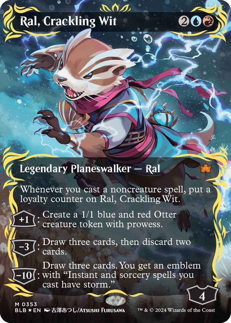 Image for Ral, Crackling Wit (Borderless) (Raised Foil) (353) (Bloomburrow) - Magic: The Gathering