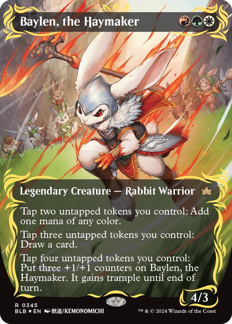 Baylen, the Haymaker (Borderless) (Raised Foil) (345) (Bloomburrow)