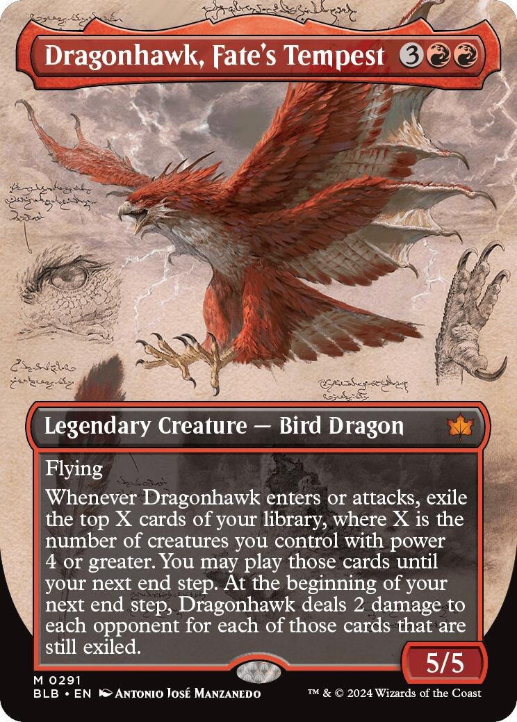 Image for Dragonhawk, Fate's Tempest (Borderless) (291) (Bloomburrow) - Magic: The Gathering