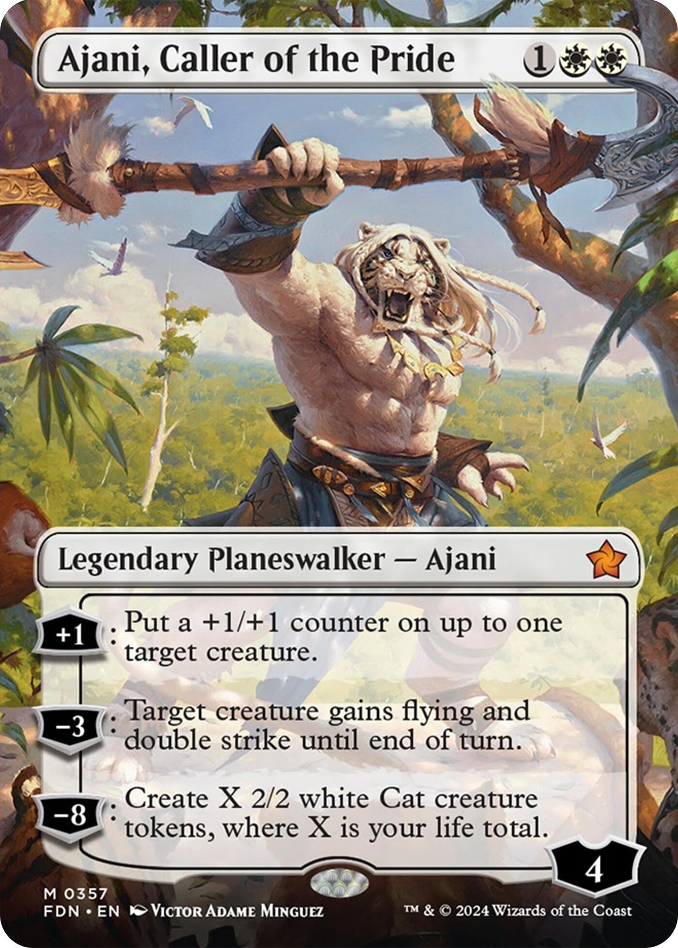Image for Ajani, Caller of the Pride (Borderless) (357) (Foundations) - Magic: The Gathering