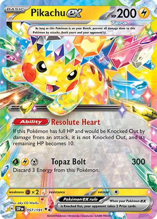 Pikachu ex (057/191) (SV08: Surging Sparks)