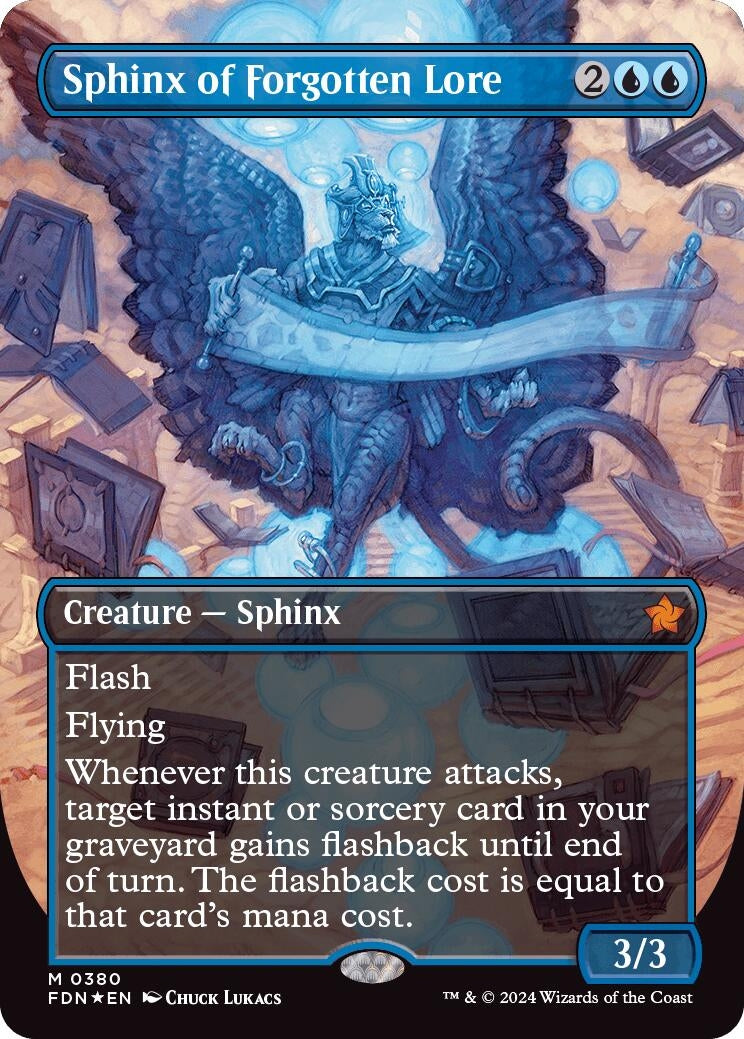 Sphinx of Forgotten Lore (Borderless) (Mana Foil) (380) (Foundations)