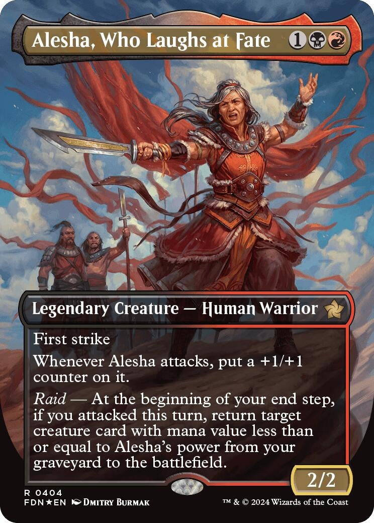 Alesha, Who Laughs at Fate (Borderless) (Mana Foil) (404) (Foundations)