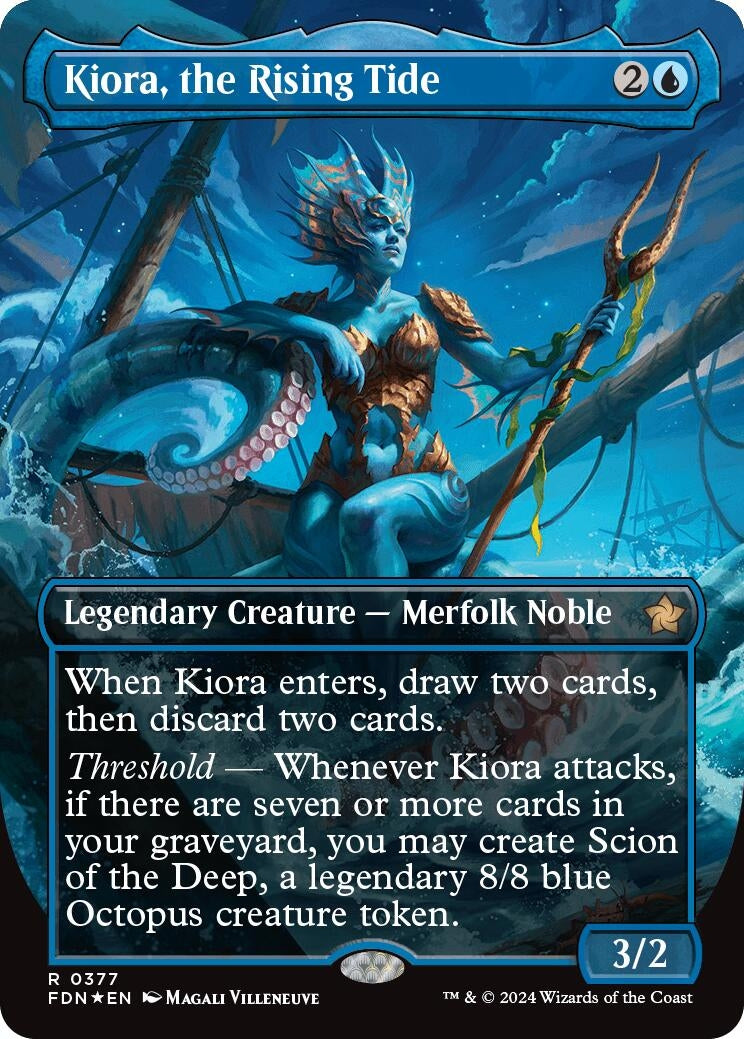 Kiora, the Rising Tide (Borderless) (Mana Foil) (377) (Foundations)