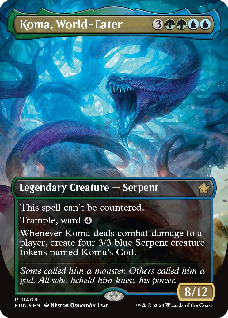 Koma, World-Eater (Borderless) (Mana Foil) (408) (Foundations)