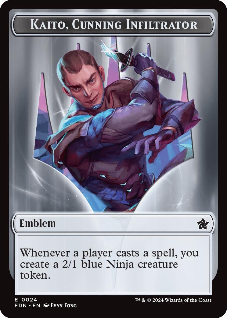 Image for Emblem - Kaito, Cunning Infiltrator // Ninja Doubled-Sided Token (24 // 12) (Foundations) - Magic: The Gathering