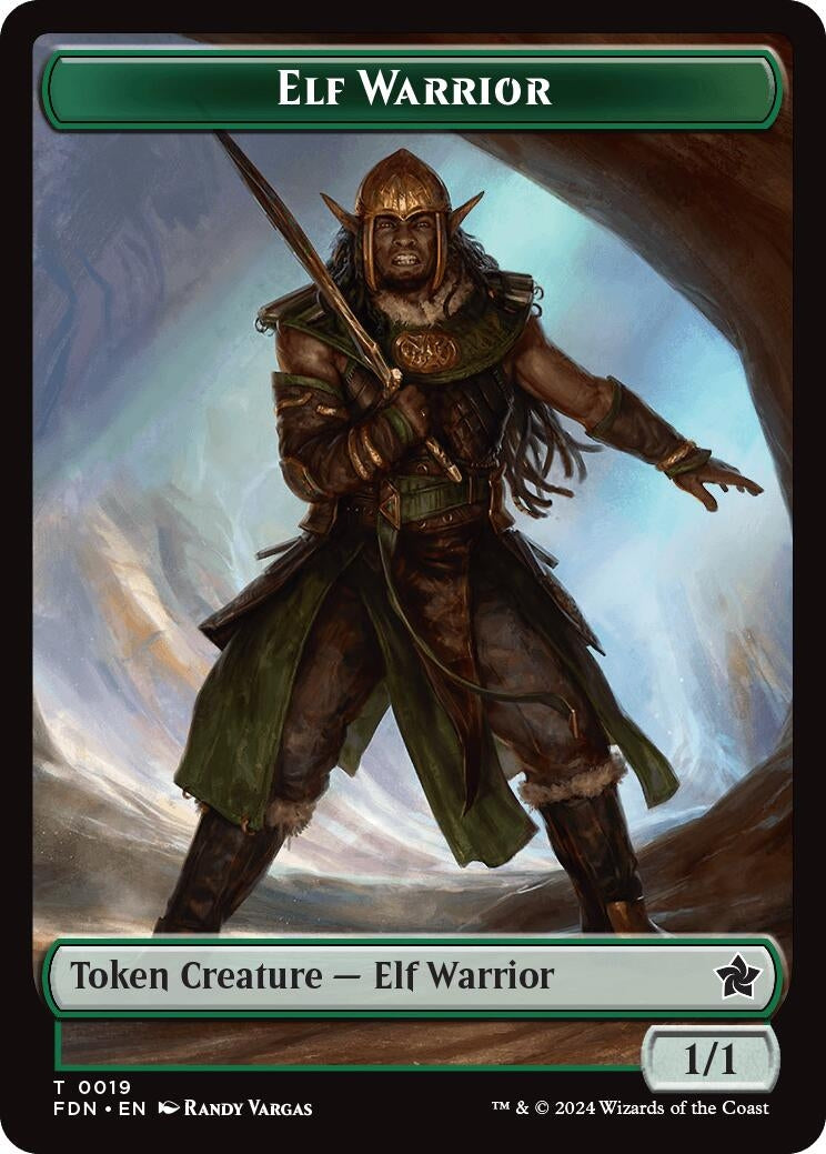 Elf Warrior // Cat (001) Doubled-Sided Token (19 // 1) (Foundations)